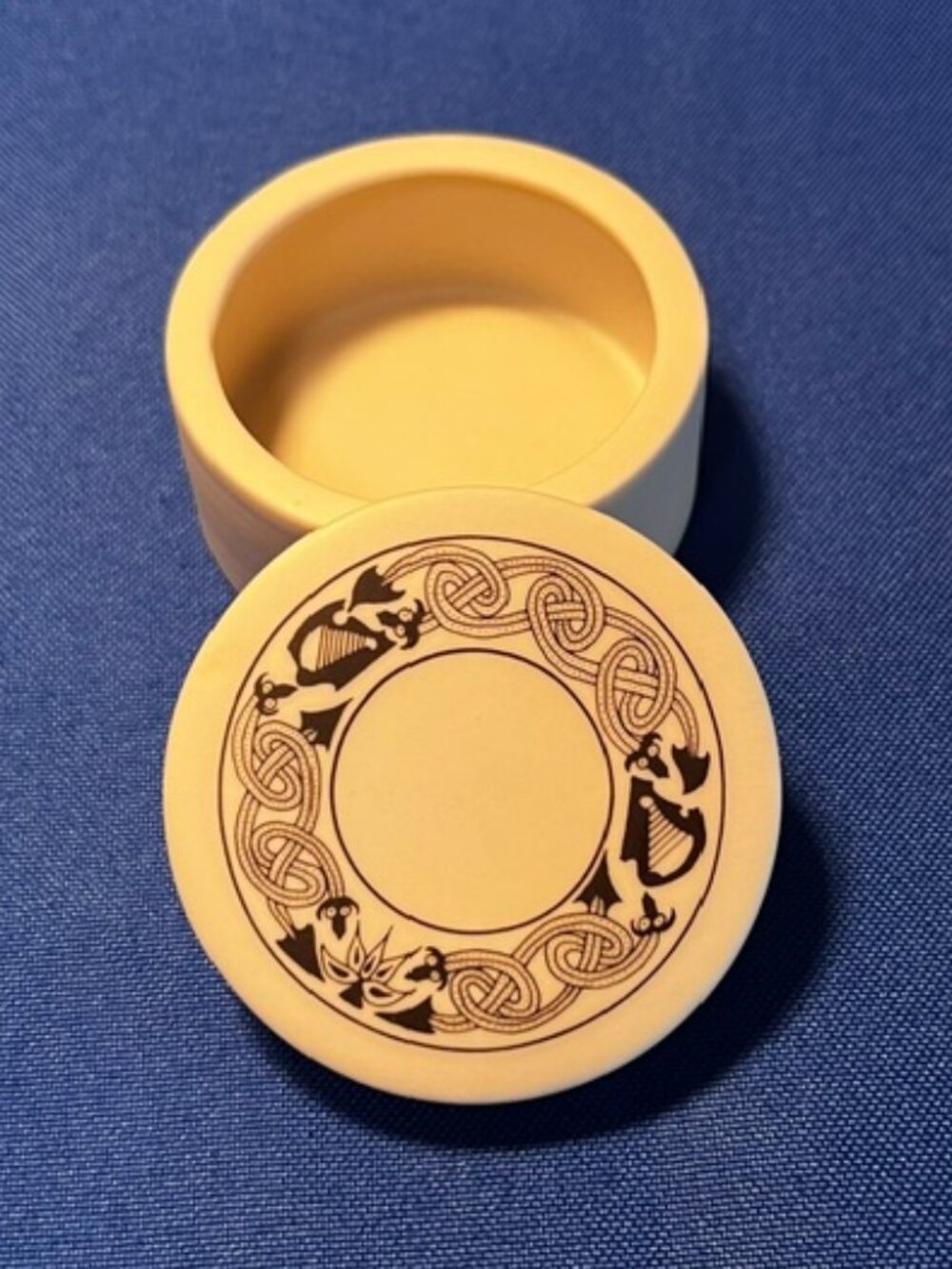 Handmade Porcelain Celtic Symbolism Trinket Box (New), 2 1/4"